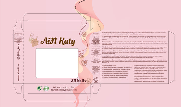 Künstliche selbstklebende Nägel - Französisch kurz - squoval