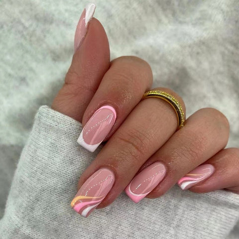 AiN Katy -  PINK FRAN. KURZ - nägel zum aufkleben - 24 Stück - press on nails long - fertig zum aufkleben - selbstklebend set