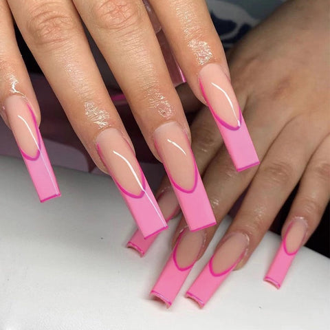 AiN Katy - Langes Pink French Dream - nägel zum aufkleben - 24 Stück - press on nails long - fertig zum aufkleben - selbstklebend set