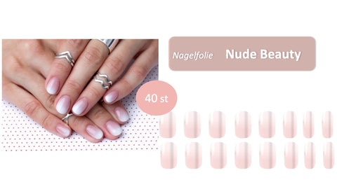 AiN Katy Nagelfolie - Nude Beauty- Nail Wraps - 40 ultra-dünne selbstklebend - french nails - fingernagelfolien selbstklebend - nagelsticker selbstklebend - nägel zum aufkleben