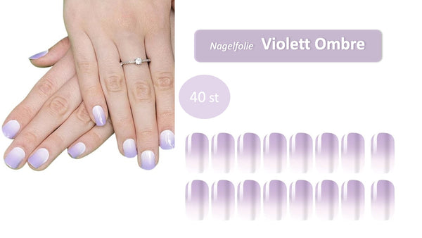 AiN Katy Nagelfolie - Violett ombre- Nail Wraps - 40 ultra-dünne selbstklebend - french nails - fingernagelfolien selbstklebend - nagelsticker selbstklebend - nägel zum aufkleben