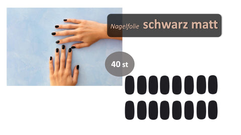 AiN Katy Nagelfolie - schwarz matt - Nail Wraps - 40 ultra-dünne selbstklebend - french nails - fingernagelfolien selbstklebend - nagelsticker selbstklebend - nägel zum aufkleben