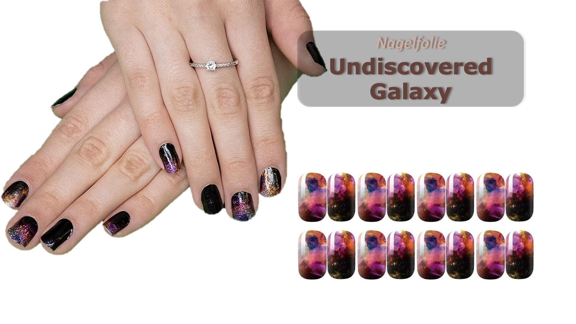 AiN Katy Nagelfolie - Undiscovered Galaxy - Nail Wraps - 40 ultra-dünne selbstklebend - french nails - fingernagelfolien selbstklebend - nagelsticker selbstklebend - nägel zum aufkleben