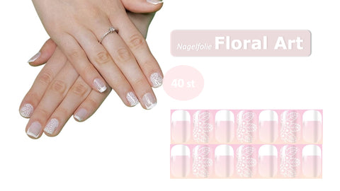 AiN Katy Nagelfolie - Floral Art - Nail Wraps - 40 ultra-dünne selbstklebend - french nails - fingernagelfolien selbstklebend - nagelsticker selbstklebend - nägel zum aufkleben