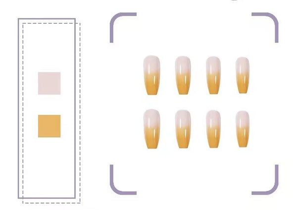 Künstliche selbstklebende Nägel - Sonnenuntergang ombre Lang